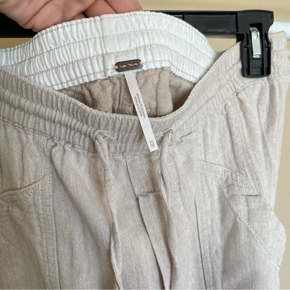 Free People Feeling Good Utility Cargo Pull On Linen Pants - Picture 6 of 10